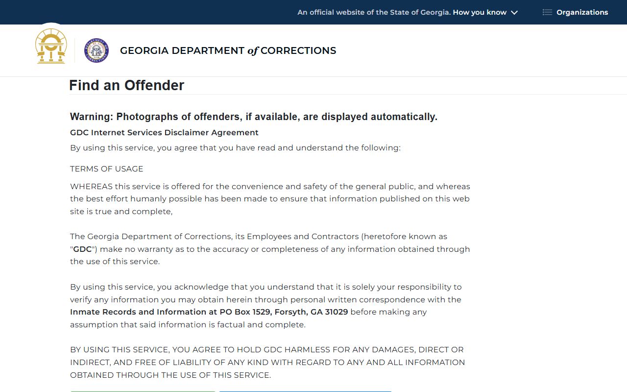 Wilcox County inmate lookup GDC offender query fields