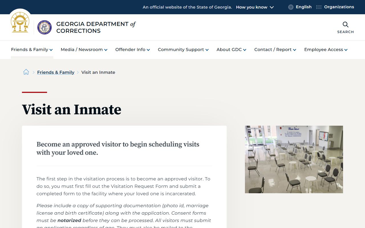 GDC visitation page for approval and scheduling rules