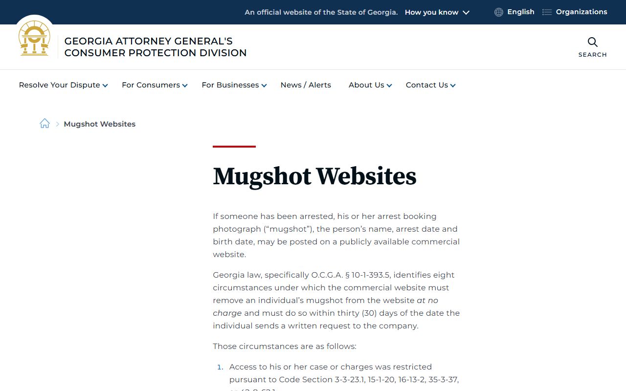 Wilcox County jail mugshots Georgia mugshot website consumer protection page